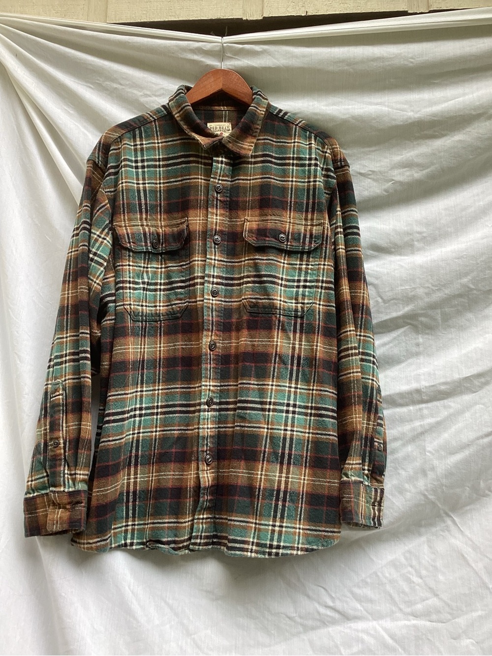 RedHead Green and Brown Plaid Lightweight Shirt Jacket, size 2X